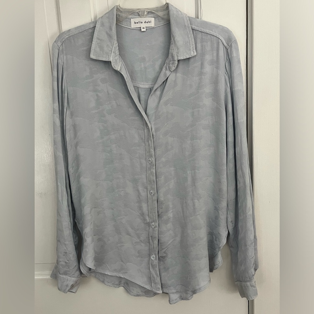 Bella Dahl Round Hem Bishop Sleeve Button Up Shirt Blouse Size XS Contemporary